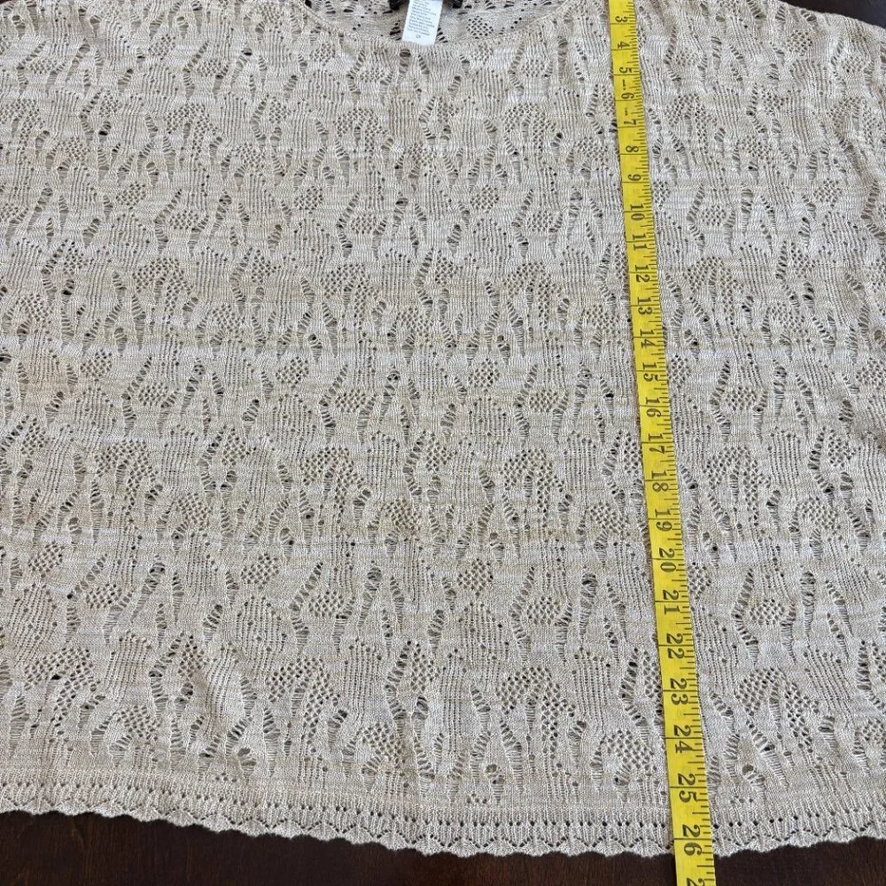Marisa Christina Open Knit Lace Sheer Beige Metallic Dolman Sweater Top 3x Boho - Picture 6 of 7